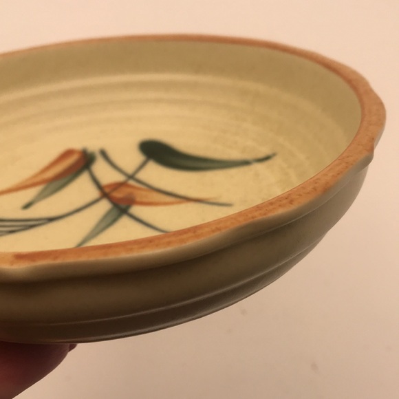 Studio Pottery Stoneware w/ Handpainted Flowers Catchall Dish/Bowl - Picture 3 of 5